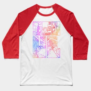 Seoul, South Korea City Map Typography - Colorful Baseball T-Shirt